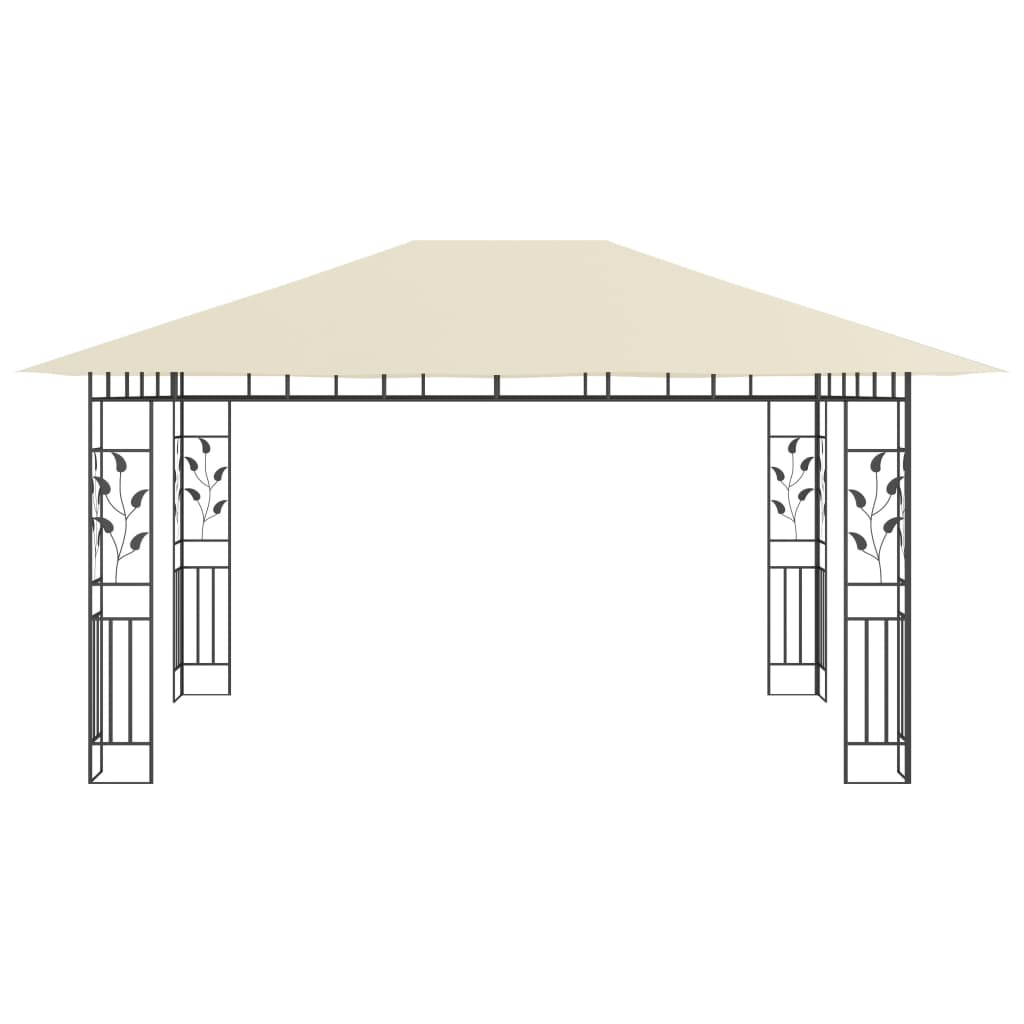 Gazebo con Zanzariera e Luci LED 4x3x2,73 m Crema 3070315