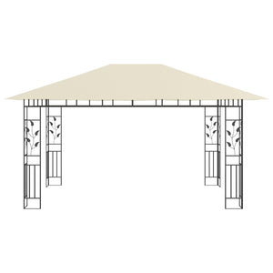Gazebo con Zanzariera e Luci LED 4x3x2,73 m Crema 3070315
