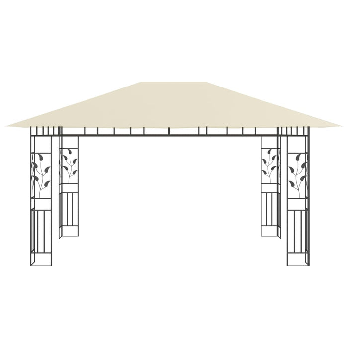 Gazebo con Zanzariera e Luci LED 4x3x2,73 m Crema 3070315