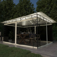 Gazebo con Zanzariera e Luci LED 4x3x2,73 m Crema  cod mxl 58743