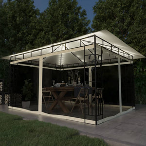 Gazebo con Zanzariera e Luci LED 4x3x2,73 m Crema 3070315