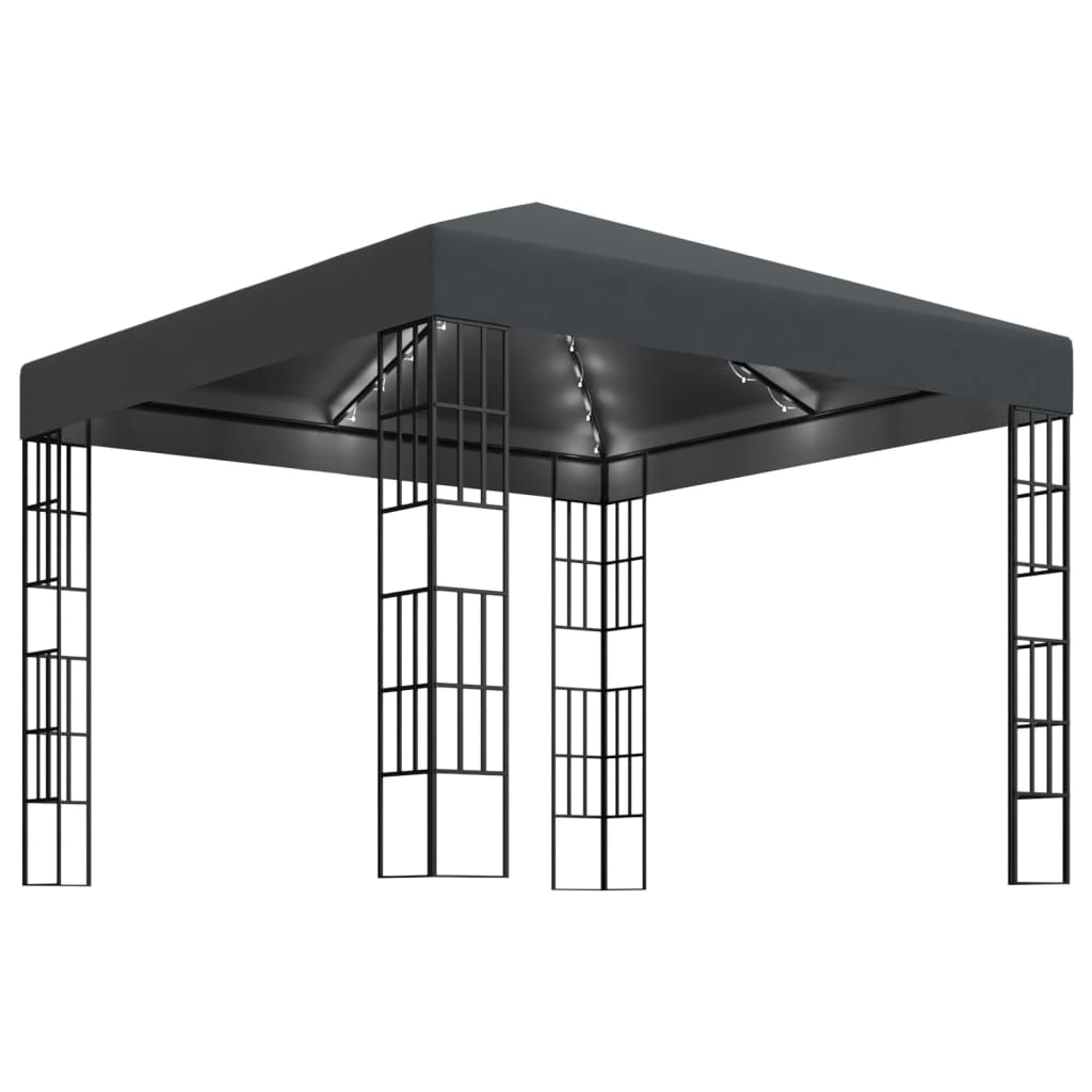 Gazebo con Stringa di Luci LED 3x3 m Antracite 3070322