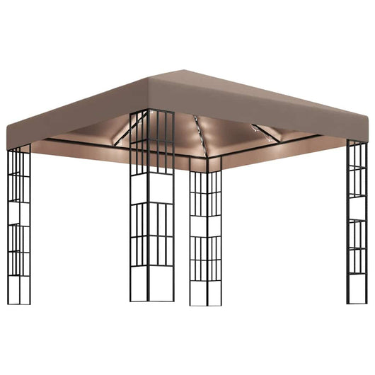 Gazebo con Luci a Stringa LED 3x3 m Grigio Talpa 3070324