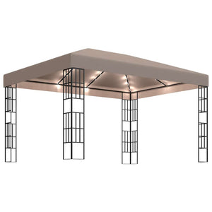 Gazebo con Luci a Stringa LED 4x3 m Grigio Talpa 3070325