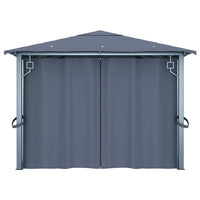 Gazebo con Tende e Luci LED 400x300 cm Antracite in Alluminio 3070336