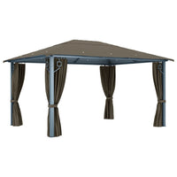 Gazebo con Tende e Luci LED 400x300 cm Grigio Talpa Alluminio 3070337