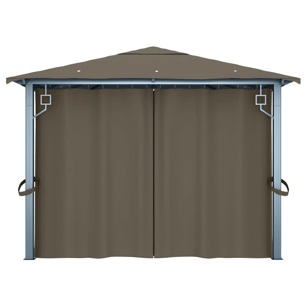 Gazebo con Tende e Luci LED 400x300 cm Grigio Talpa Alluminio 3070337