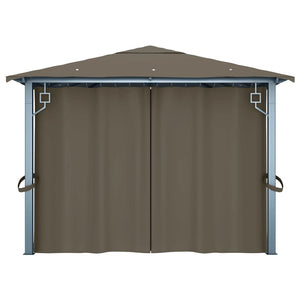 Gazebo con Tende e Luci LED 400x300 cm Grigio Talpa Alluminio 3070337