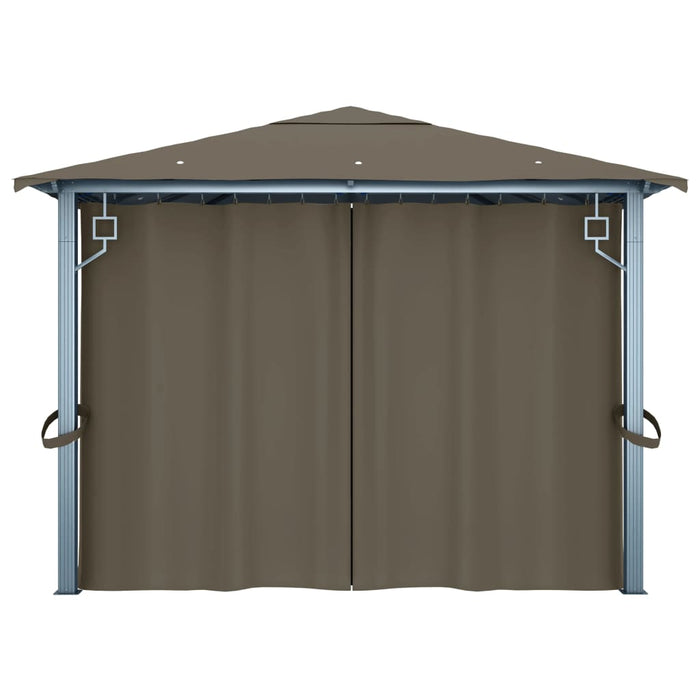 Gazebo con Tende e Luci LED 400x300 cm Grigio Talpa Alluminio 3070337