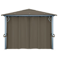 Gazebo con Tende e Luci LED 400x300 cm Grigio Talpa Alluminio