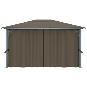 Gazebo con Tende e Luci LED 400x300 cm Grigio Talpa Alluminio 3070337
