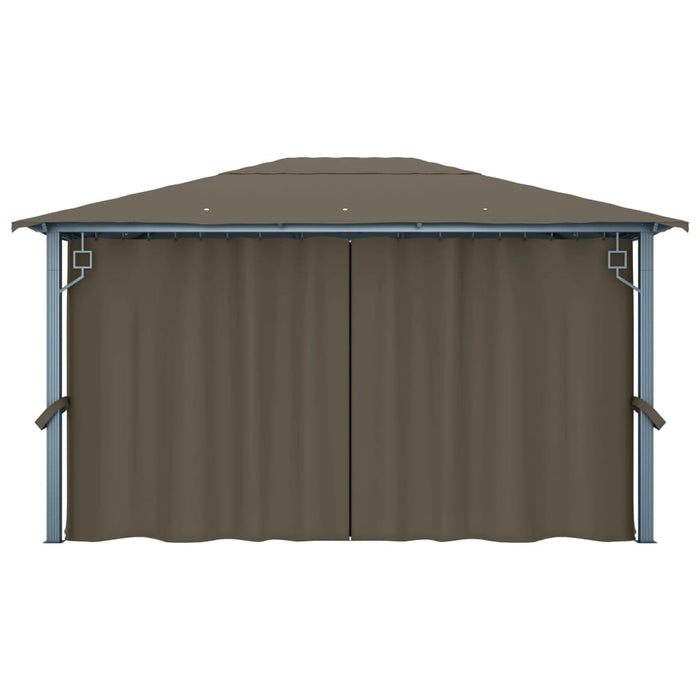 Gazebo con Tende e Luci LED 400x300 cm Grigio Talpa Alluminio 3070337