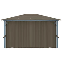 Gazebo con Tende e Luci LED 400x300 cm Grigio Talpa Alluminio