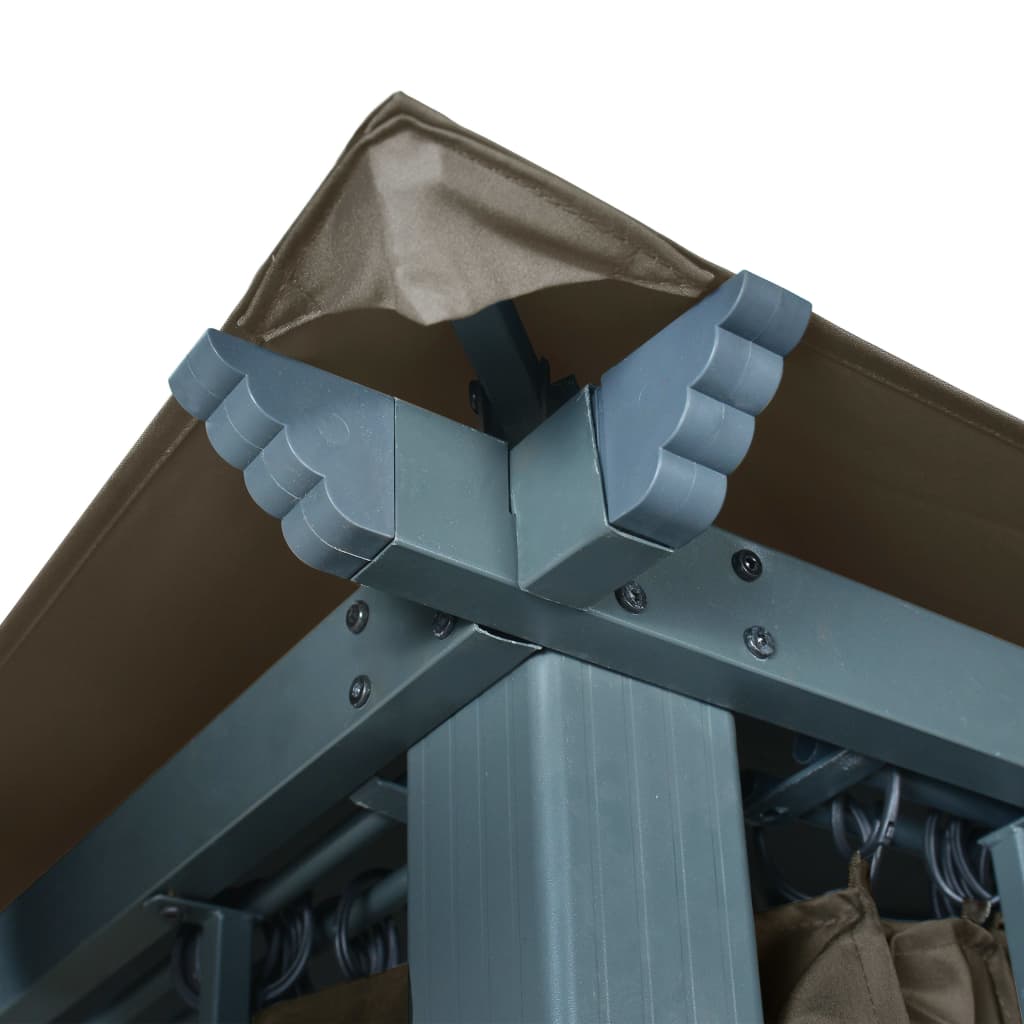 Gazebo con Tende e Luci LED 400x300 cm Grigio Talpa Alluminio 3070337