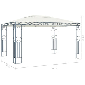 Gazebo con Stringa di Luci LED 400x300 cm Crema 3070340