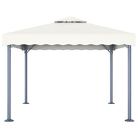 Gazebo con Stringa di Luci LED 300x300 cm Crema in Alluminio