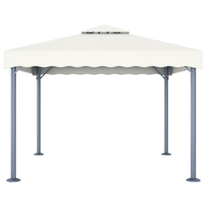 Gazebo con Stringa di Luci LED 300x300 cm Crema in Alluminio