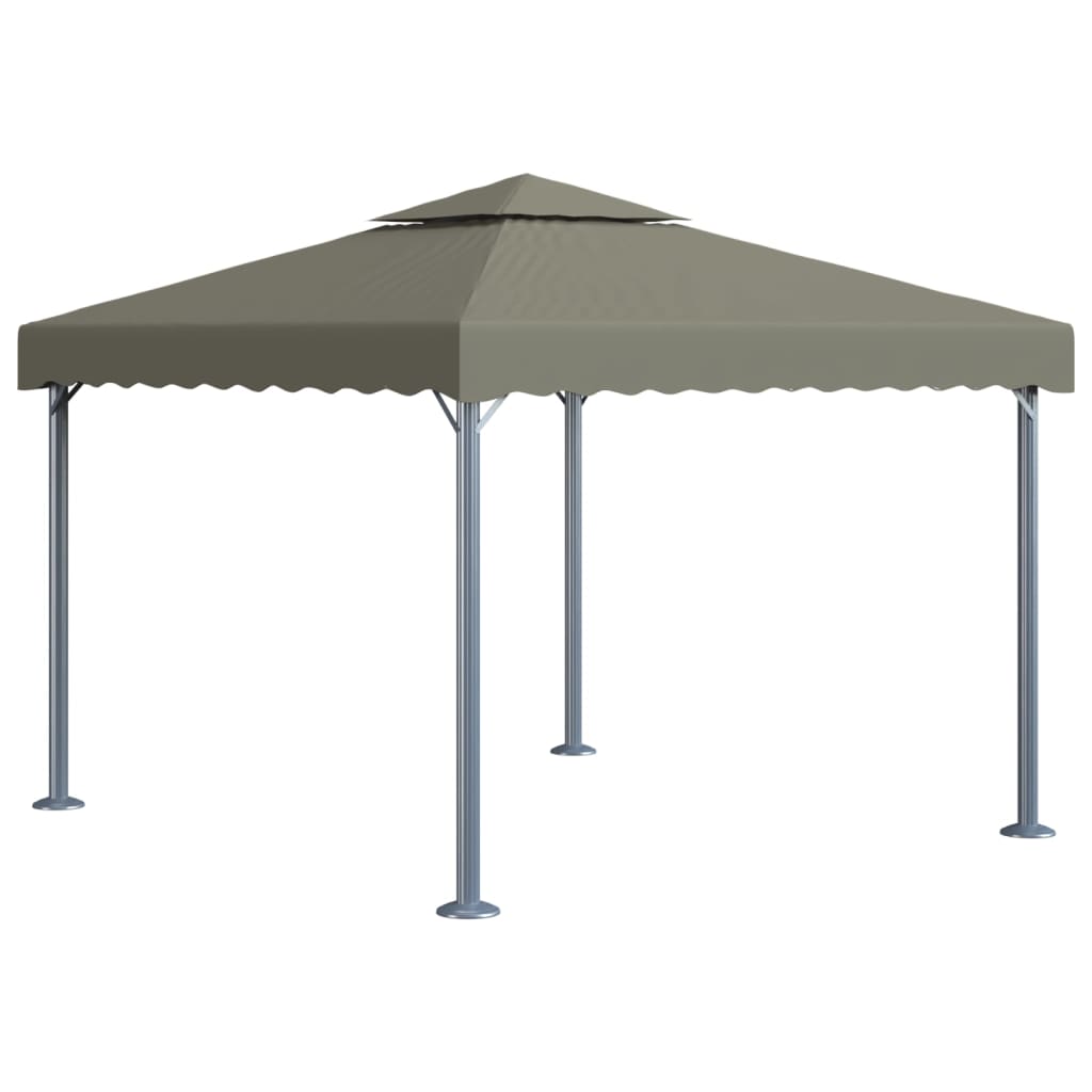 Gazebo con Stringa di Luci LED 300x300cm Grigio Talpa Alluminiocod mxl 72721