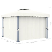 Gazebo con Tende e Stringa di Luci LED 3x3 m Bianco Crema