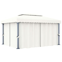 Gazebo con Tende e Stringa di Luci LED 4x3 m Bianco Crema 3070353