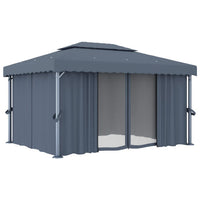 Gazebo con Tende e Stringa di Luci LED 4x3 m Antracite 3070355