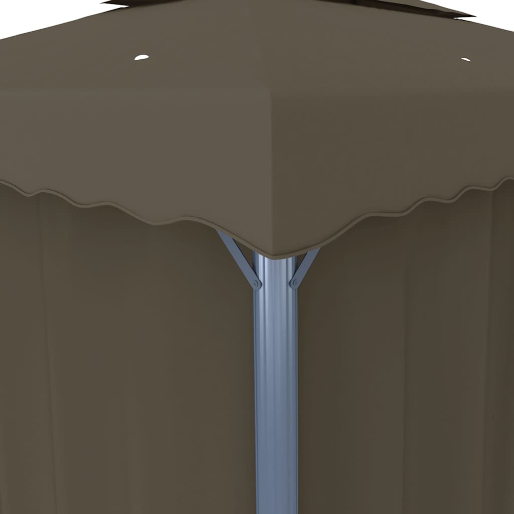 Gazebo con Tende e Stringa di Luci LED 4x3 m Grigio Talpa