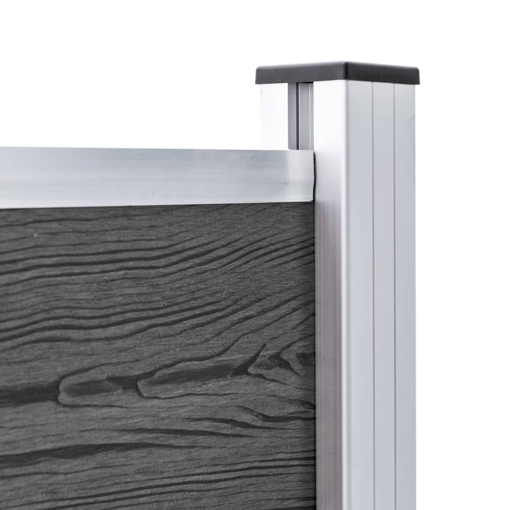Set Pannelli di Recinzione in WPC 526x105 cm Nero   cod mxl 18219