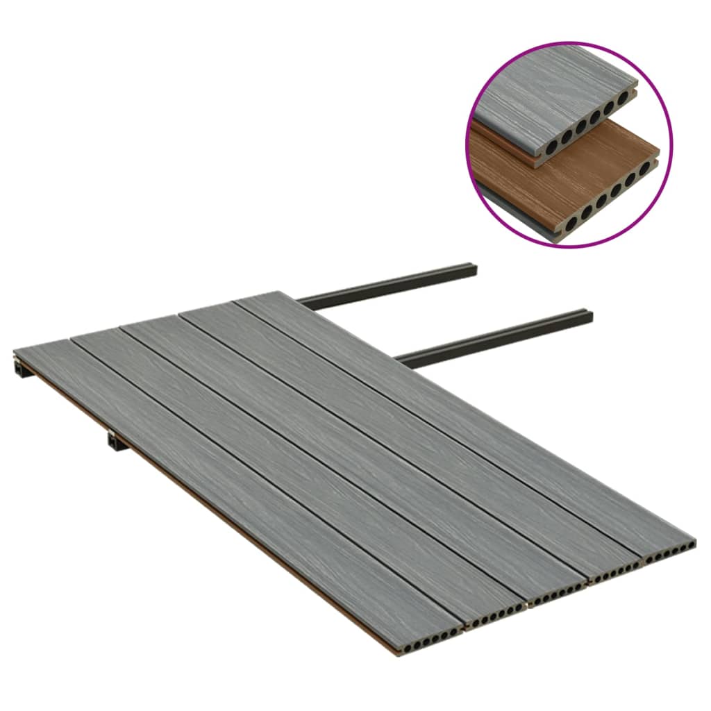 Listoni Decking WPC con Accessori Marroni e Grigi 10 m² 2,2 m 3070463