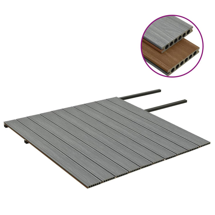 Listoni Decking WPC con Accessori Marroni e Grigi 20mÂ² 2,2 m