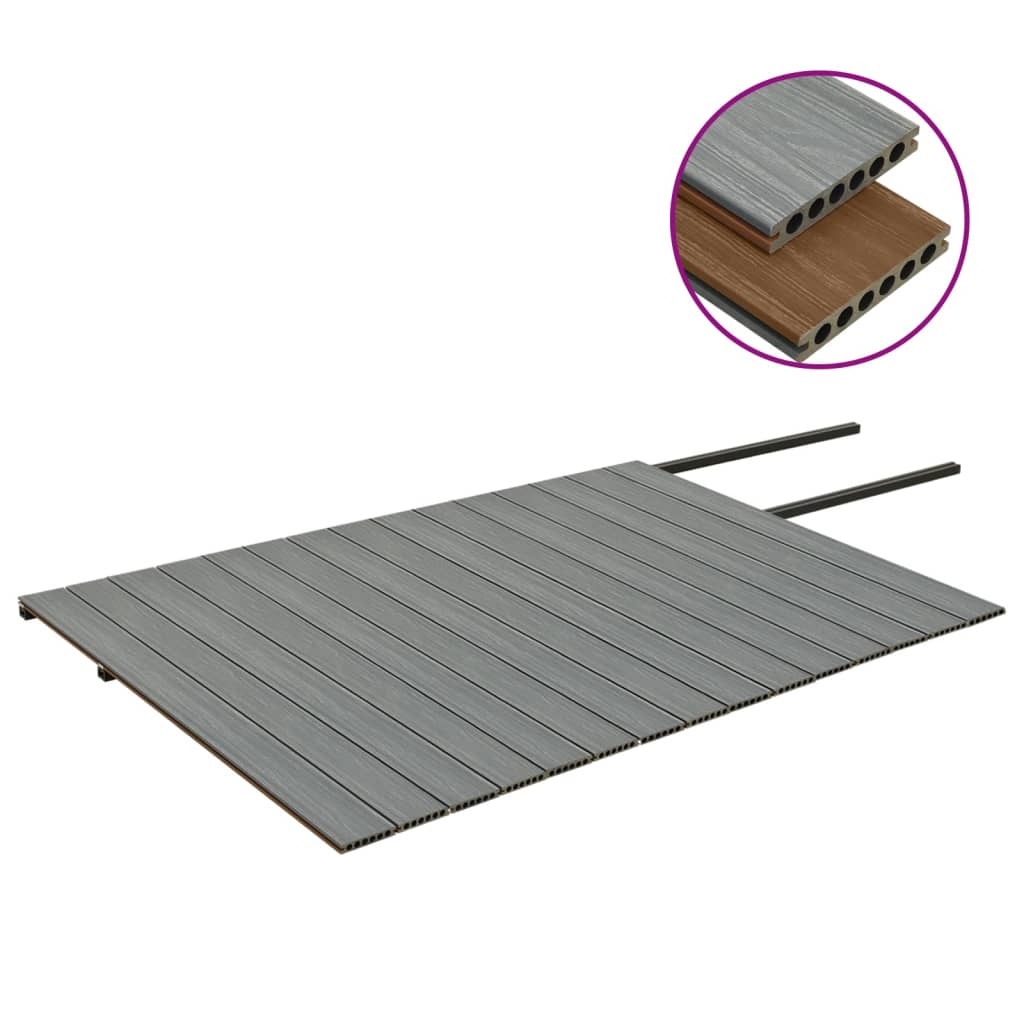 Listoni Decking WPC con Accessori Marroni e Grigi 30 m² 2,2 m 3070467