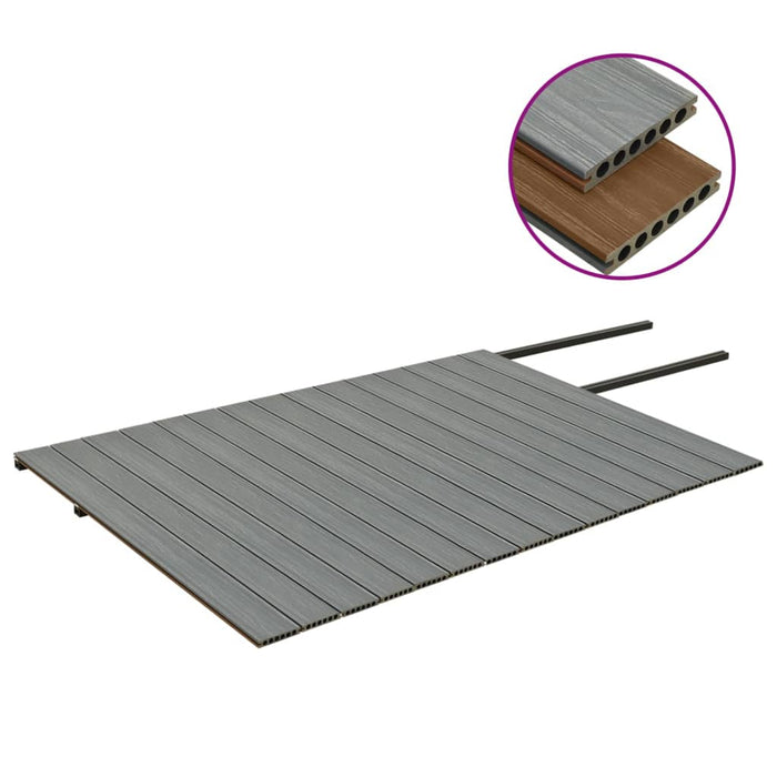 Listoni Decking WPC con Accessori Marroni e Grigi 30 m² 2,2 m 3070467