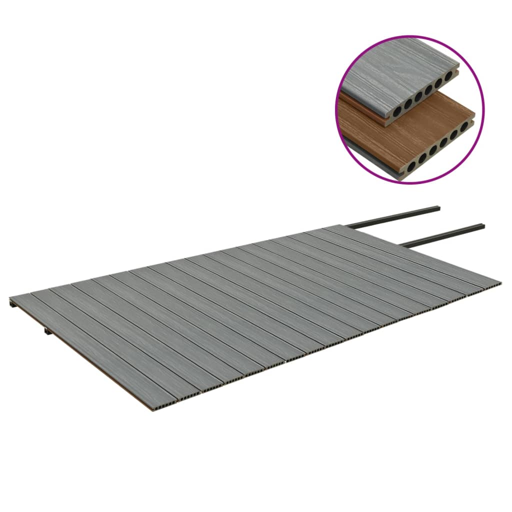 Listoni Decking WPC con Accessori Marroni e Grigi 36 mÂ² 2,2 m