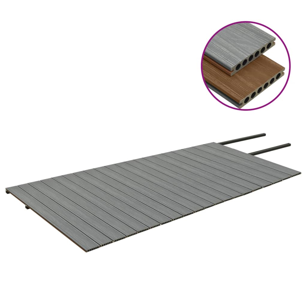 Listoni Decking WPC con Accessori Marroni e Grigi 40 m² 2,2 m 3070469