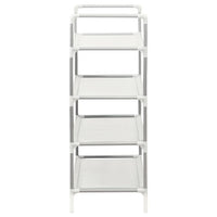 Scarpiera con 4 Ripiani Metallo e Tessuto non Tessuto Argento 330042