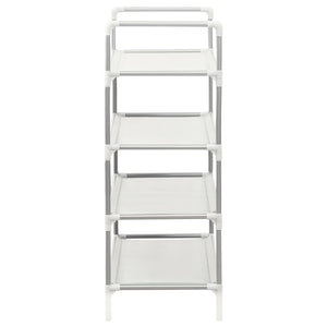 Scarpiera con 4 Ripiani Metallo e Tessuto non Tessuto Argento 330042