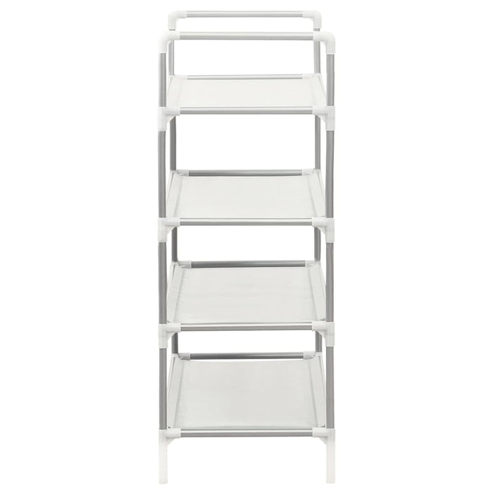 Scarpiera con 4 Ripiani Metallo e Tessuto non Tessuto Argento 330042