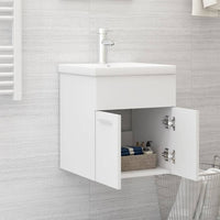 Mobile Bagno con Lavabo Integrato-Lavandino-Lavabo Bianco in Legno Multistrato 879810