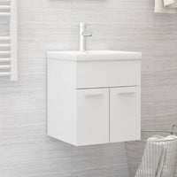 Mobile Bagno con Lavabo Integrato-Lavandino-Lavabo Bianco in Legno Multistrato 879810