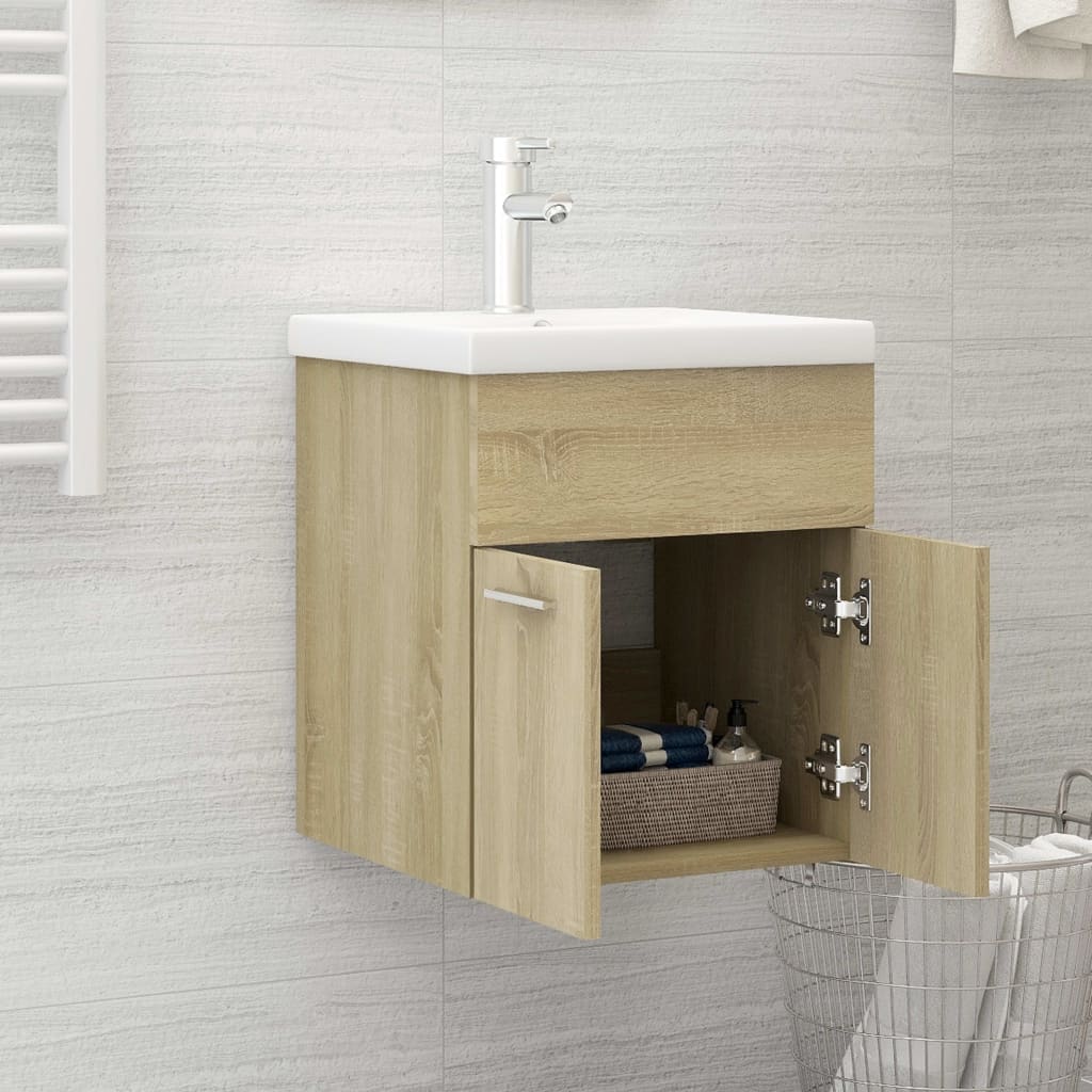 Mobile Bagno con Lavabo Integrato Rovere Sonoma in Truciolato 3070814