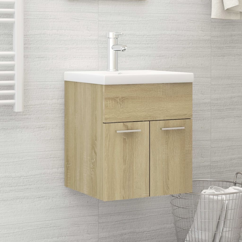 Mobile Bagno con Lavabo Integrato Rovere Sonoma in Truciolato 3070814