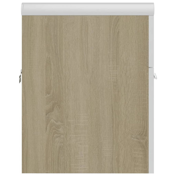 Mobile da Bagno con Lavabo Bianco e Rovere Sonoma in Truciolato 3070816