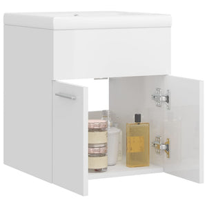 Mobile Bagno con Lavabo Integrato Bianco Lucido in Truciolato cod mxl 64880