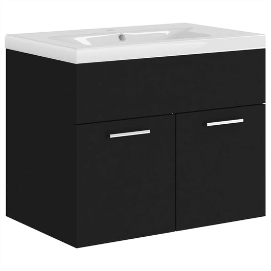 Mobile lavabo con lavabo integrato 60 x 38,5 x 46 cm in truciolare nero 02_0006504