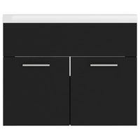 Mobile Bagno con Lavabo Integrato-Lavandino-Lavabo Nero in Truciolato