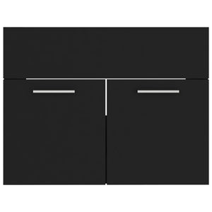 Mobile Bagno con Lavabo Integrato-Lavandino-Lavabo Nero in Truciolato