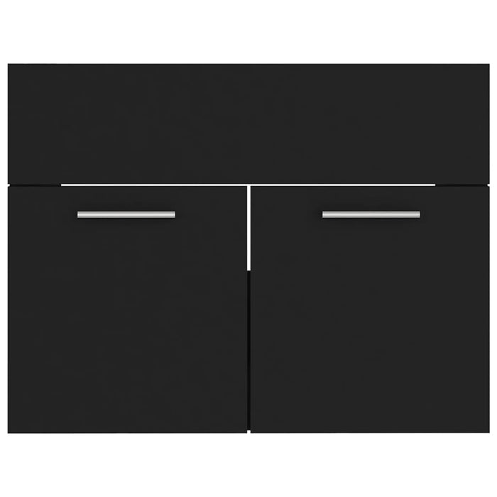 Mobile Bagno con Lavabo Integrato-Lavandino-Lavabo Nero in Truciolato