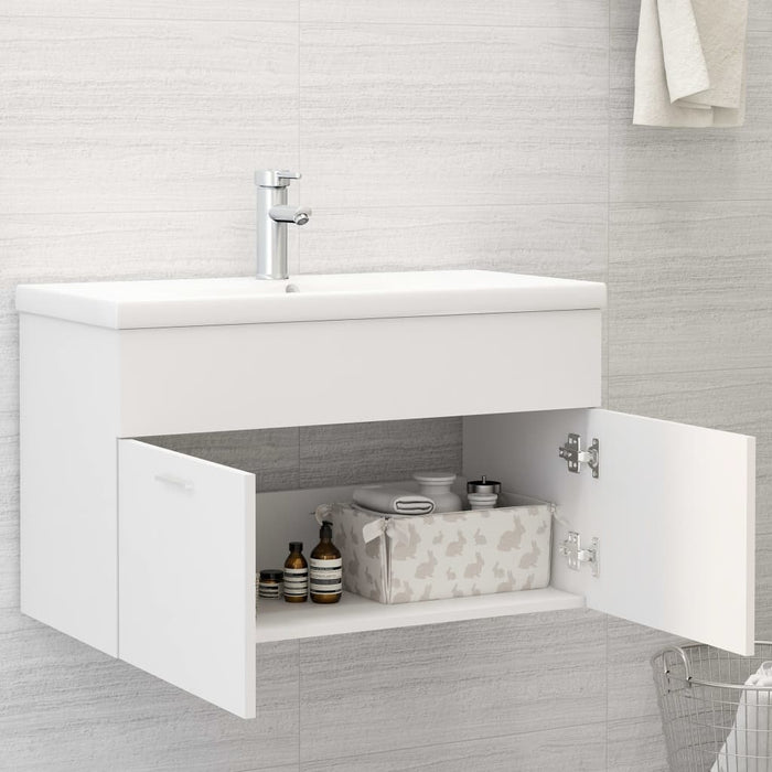 Mobile da Bagno con Lavabo Integrato Bianco in Truciolato 3070829