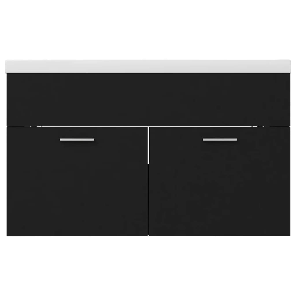 Mobile lavabo con lavabo integrato 80 x 38,5 x 46 cm in truciolare nero 02_0006516