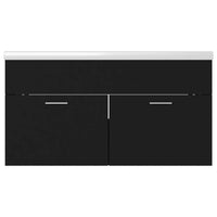 vidaXL Mobile da Bagno con Lavabo Integrato Nero in Truciolato