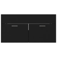 Mobile da Bagno con Lavabo Integrato-Armadietto da bagno con Lavandino Nero in Truciolato 666217